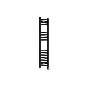 Fjord 1200 x 300mm Curved Black Thermostatic Touch Control Electric Heated Towel Rail