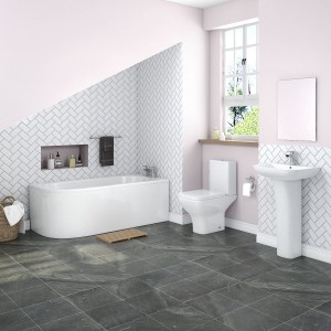 Feel Curved Bathroom Suite with Right Hand J Shape Bath