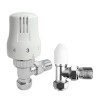 Designer Radiator Angled 15mm Thermostatic Manual White & Chrome Valve Pack