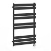 Juva 1000 x 600mm Satin Black Flat Panel Electric Thermostatic Heated Designer Towel Rail