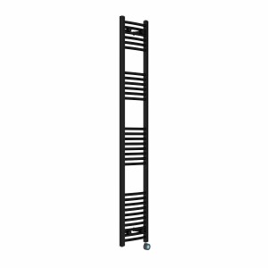 Fjord 1800 x 300mm Curved Black Thermostatic Touch Control Electric Heated Towel Rail