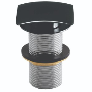 Black Square Unslotted Click Clack Basin Waste Matt Black