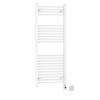Fjord 1200 x 500mm Curved White Electric Towel Rail with White LCD Display Thermostatic Element