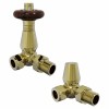 Traditional Thermostatic Corner Radiator Valves - Polished Brass
