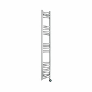 Fjord 1600 x 300mm Curved Chrome Thermostatic Touch Control Electric Heated Towel Rail