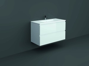 RAK-Joy 1000mm Two Door Wall Hung Vanity Unit With Slim Basin - White