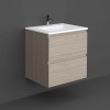 RAK-Joy 600mm Two Door Wall Hung Vanity Unit With Slim Basin - Grey Elm