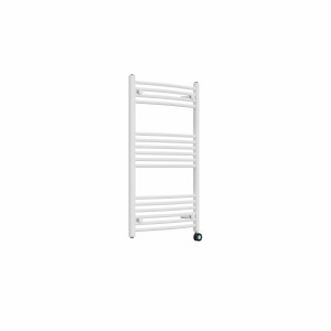 Fjord 1000 x 600mm Curved White Thermostatic Touch Control Electric Heated Towel Rail