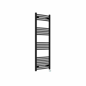 Fjord 1400 x 500mm Curved Black Thermostatic Touch Control Wifi Electric Heated Towel Rail