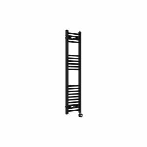 Bergen 1200 x 300mm Straight Black Thermostatic Touch Control Electric Heated Towel Rail