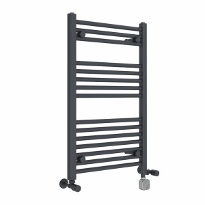 Bergen 800 x 500mm Dual Fuel Straight Anthracite Thermostatic Electric Heated Towel Rail