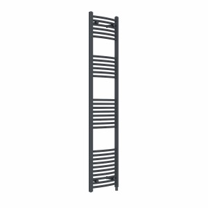 Fjord 1800 x 400mm Curved Anthracite Prefilled Electric Heated Towel Rail