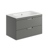 Rydal 800mm Wall Hung Vanity with Chrome Handles & Basin - Matt Grey