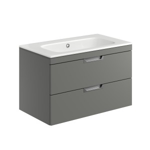 Rydal 800mm Wall Hung Vanity with Chrome Handles & Basin - Matt Grey