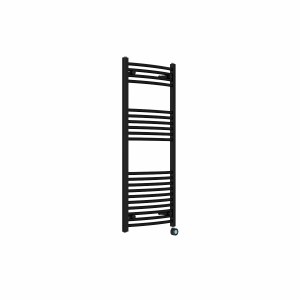 Fjord 1200 x 500mm Curved Black Thermostatic Touch Control Wifi Electric Heated Towel Rail