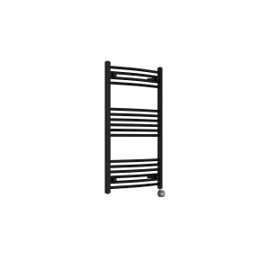 Fjord 1000 x 600mm Curved Black Thermostatic Touch Control Electric Heated Towel Rail