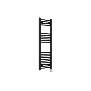 Fjord 1200 x 400mm Curved Black Thermostatic Touch Control Electric Heated Towel Rail
