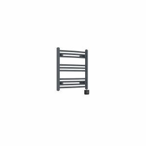 Fjord 600 x 600mm Curved Anthracite Thermostatic Wifi Control Electric Heated Towel Rail