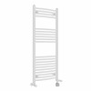 Fjord 1200 x 500mm Dual Fuel Curved White Thermostatic Electric Heated Towel Rail