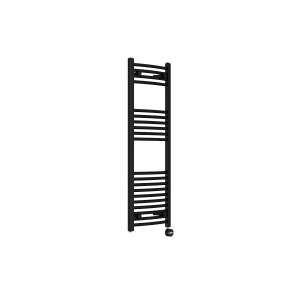 Fjord 1200 x 400mm Curved Black Thermostatic Touch Control Electric Heated Towel Rail
