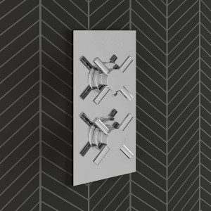 Traditional Crosshead Twin Concealed Thermostatic Shower Valve, 1 Outlet Chrome