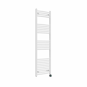 Fjord 1600 x 500mm Curved White Thermostatic Touch Control Electric Heated Towel Rail