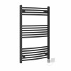 Fjord 1000 x 600mm Curved Black HEC Thermostatic Electric Heated Towel Rail