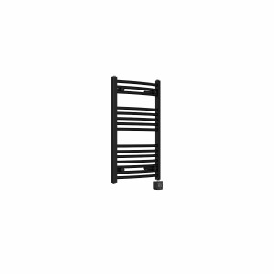 Fjord 800 x 500mm Curved Black Thermostatic Wifi Control Electric Heated Towel Rail