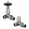 Traditional Thermostatic Corner Radiator Valves - Satin Nickel