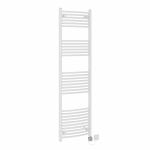 Fjord 1800 x 500mm Curved White HEC Thermostatic Electric Heated Towel Rail