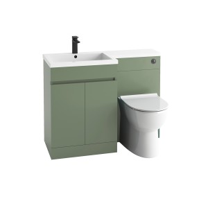 Imperio Faro - 1100mm Bathroom Furniture Left Vanity Unit and Toilet Unit with Basin - Green