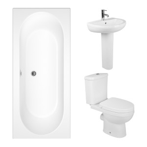 Lima Modern Bathroom Suite with Double Ended Bath - 1700 x 700mm