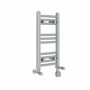 Fjord 600 x 300mm Dual Fuel Curved Chrome Thermostatic Electric Heated Towel Rail