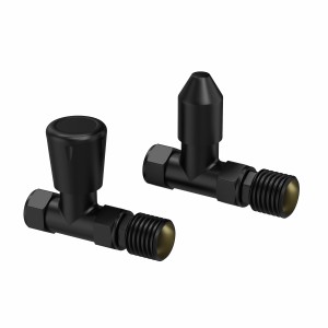 15mm Straight Manual Radiator Valves - Black