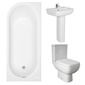RAK Series 600 Modern Bathroom Suite with J-Shape Bath - Left Handed - 1700mm