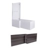 Live 1700mm Left Hand L Shape Shower Bath with Screen and Calm Grey Effect Wooden Panel