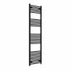 Fjord 1800 x 500mm Curved Black Prefilled Electric Heated Towel Rail
