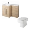 Calm Light Oak Left Hand Combination Vanity Unit Basin L Shape with Back to Wall Boston Toilet & Soft Close Seat & Concealed Cistern - 1100mm