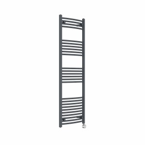 Fjord 1600 x 500mm Curved Anthracite Thermostatic Touch Control Electric Heated Towel Rail
