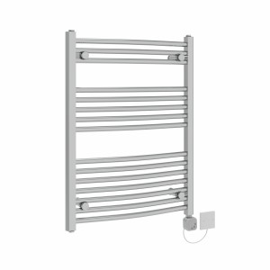 Fjord 800 x 600mm Curved Chrome HEC Thermostatic Electric Heated Towel Rail