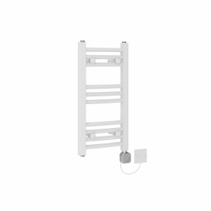 Fjord 600 x 300mm Curved White HEC Thermostatic Electric Heated Towel Rail