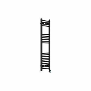 Bergen 1200 x 300mm Straight Black Thermostatic Touch Control Electric Heated Towel Rail