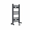 Fjord 600 x 300mm Dual Fuel Curved Anthracite Thermostatic Electric Heated Towel Rail