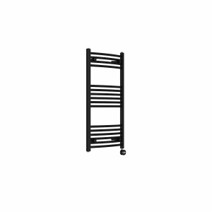 Fjord 1000 x 500mm Curved Black Thermostatic Touch Control Electric Heated Towel Rail