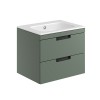 Rydal 600mm Wall Hung Vanity with Black Handles & Basin - Reed Green