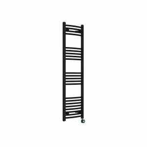 Fjord 1400 x 400mm Curved Black Thermostatic Touch Control Wifi Electric Heated Towel Rail
