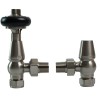Traditional Thermostatic Angled Radiator Valves - Satin Nickel