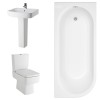 Boston Modern Bathroom Suite with J-Shape Bath - Right Handed - 1700mm