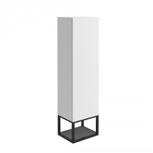 Reid Wall Mounted Storage Unit with Black Frame and Shelf - Matt White