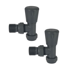15mm Angled Manual Radiator Valves - Anthracite